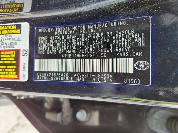 2019 TOYOTA CAMRY L/LE/SE/XLE