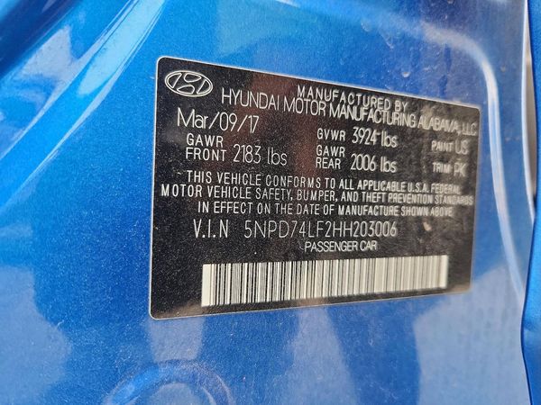 2017 HYUNDAI ELANTRA SE Base