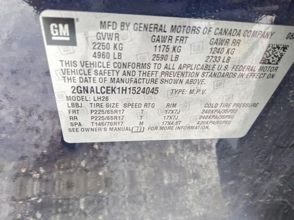 2017 CHEVROLET EQUINOX LT / FL