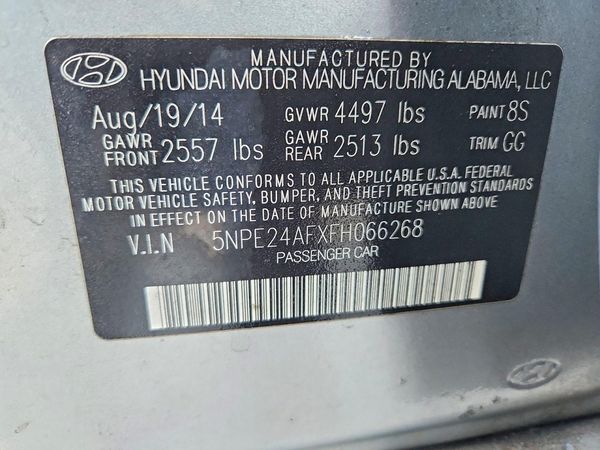 2015 HYUNDAI SONATA SE, ECO — VINS