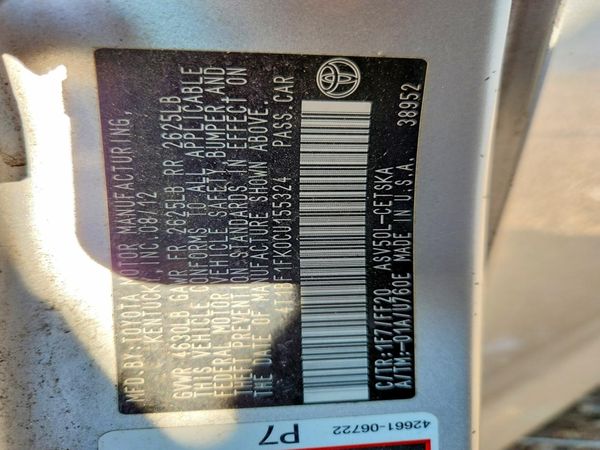 2012 TOYOTA CAMRY — VINS