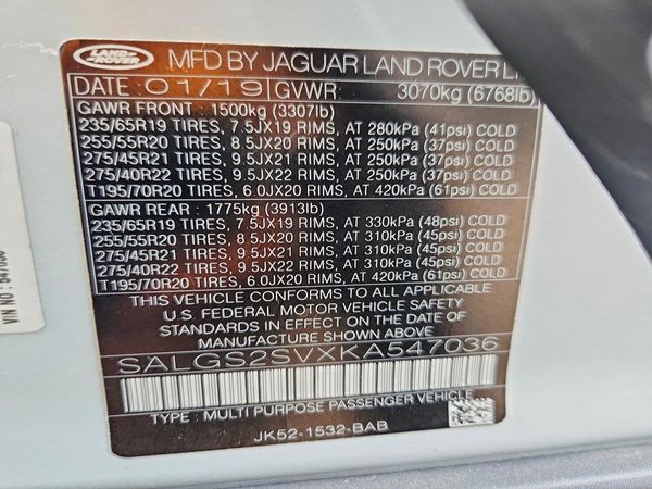 2019 LAND ROVER RANGE ROVER