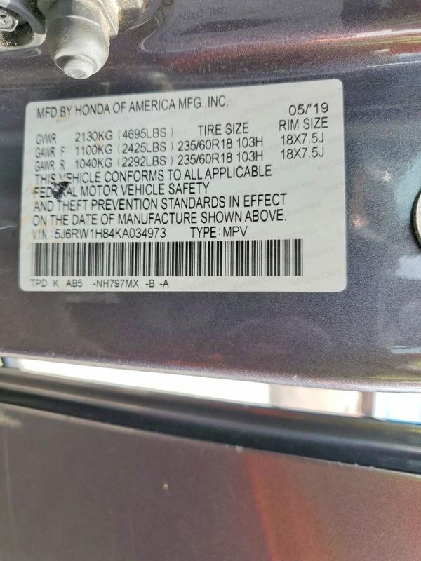 2019 HONDA CRV EX-L/EX-L Navi — VINS