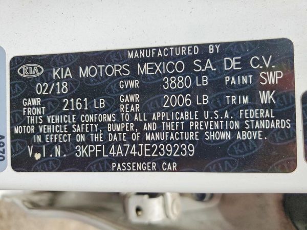 2018 KIA FORTE