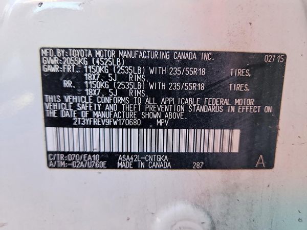 2015 TOYOTA RAV4 Limited (G Grade)