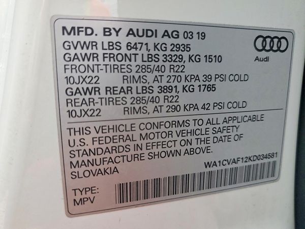 2019 AUDI Q8 quattro Prestige