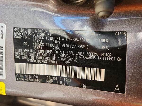 2016 TOYOTA SIENNA