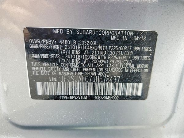 2018 SUBARU FORESTER Premium+CWP — VINS