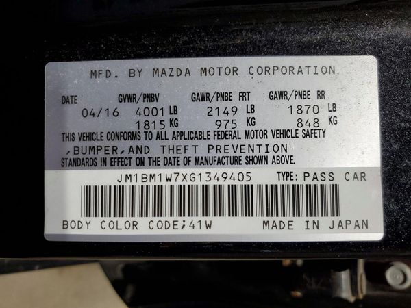 2016 MAZDA 3 Grand Touring/GT — VINS