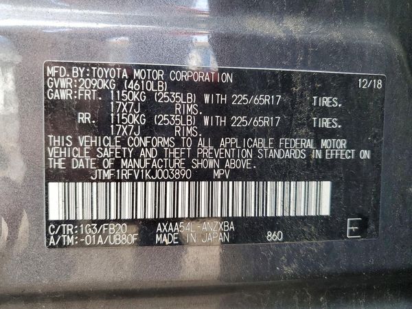 2019 TOYOTA RAV4 LE
