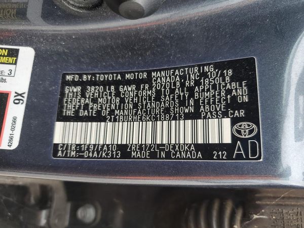 2019 TOYOTA COROLLA
