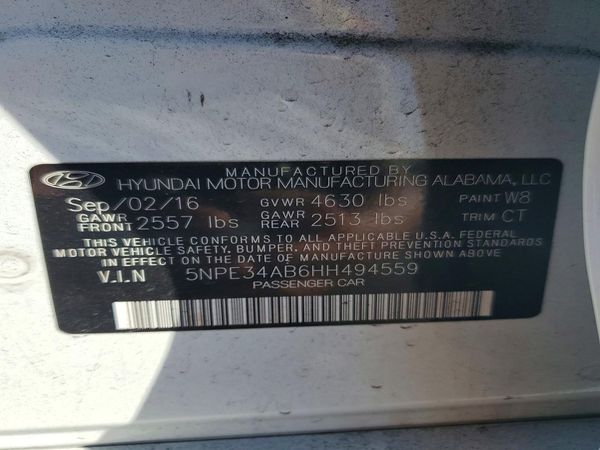 2017 HYUNDAI SONATA