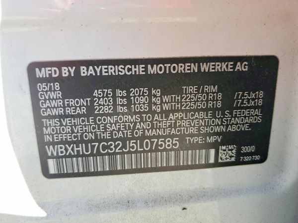 2018 BMW X1 sDrive28i — VINS