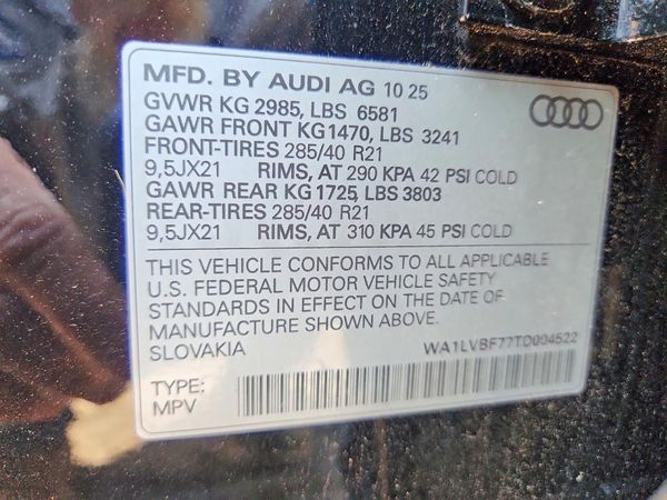 2026 AUDI Q7 — VINS