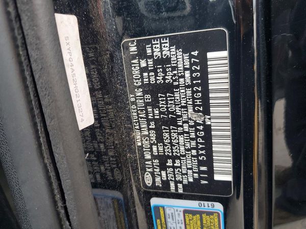 2017 KIA SORENTO L, LX — VINS