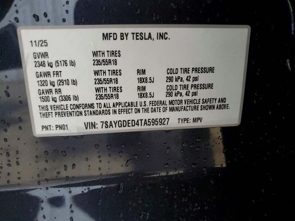 2026 TESLA MODEL Y — VINS
