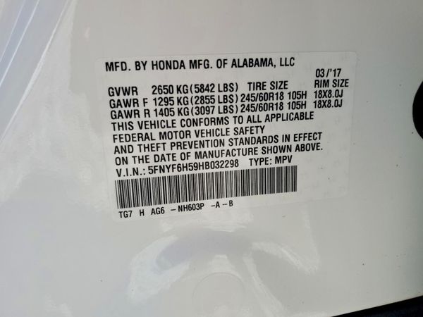 2017 HONDA PILOT EXL