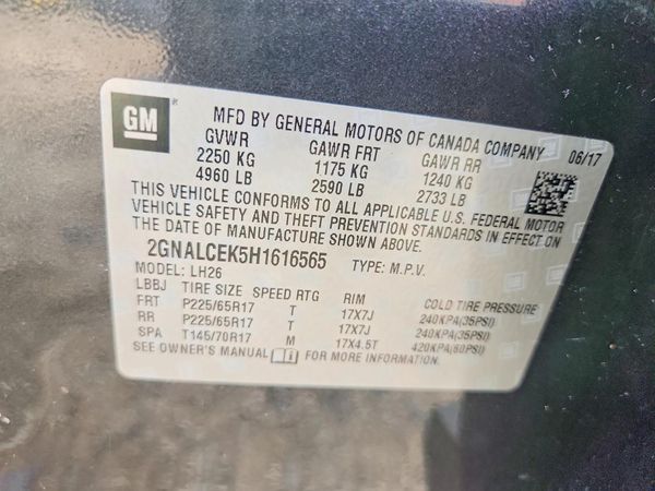 2017 CHEVROLET EQUINOX LT / FL