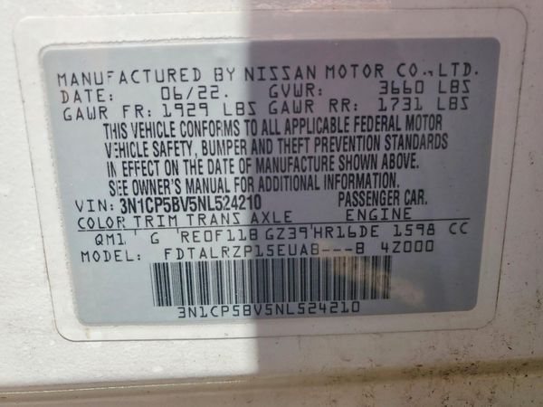 2022 NISSAN KICKS S — VINS