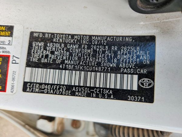 2012 TOYOTA CAMRY