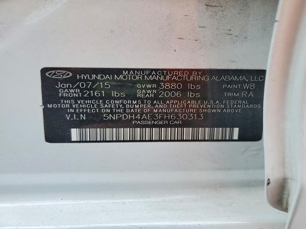 2015 HYUNDAI ELANTRA GLS(Middle) — VINS