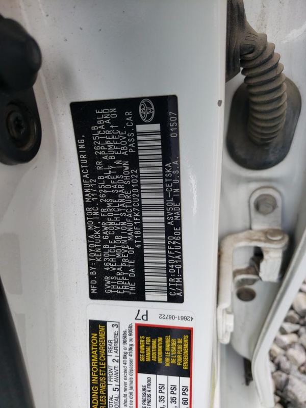 2012 TOYOTA CAMRY