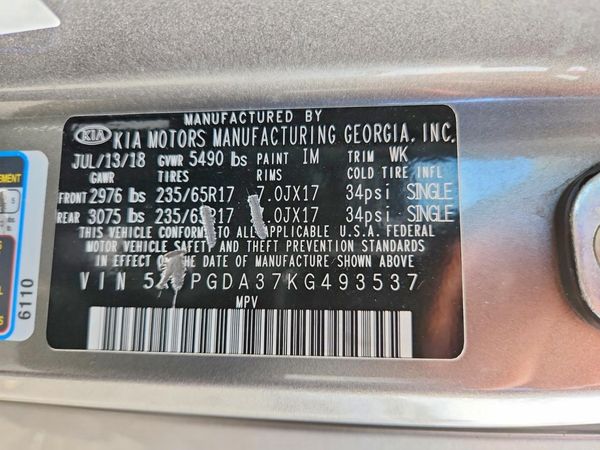 2019 KIA SORENTO L, LX, S