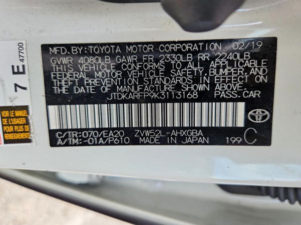 2019 TOYOTA PRIUS Plus/Premium/Advanced — VINS