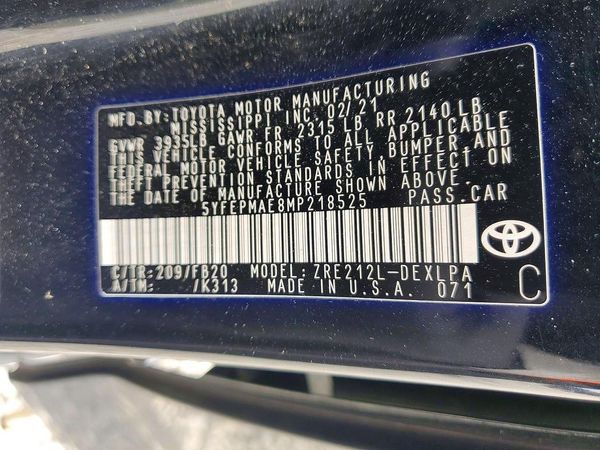 2021 TOYOTA COROLLA