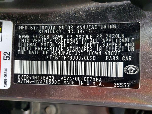 2018 TOYOTA CAMRY L/LE/SE/XLE