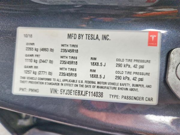 2018 TESLA MODEL 3