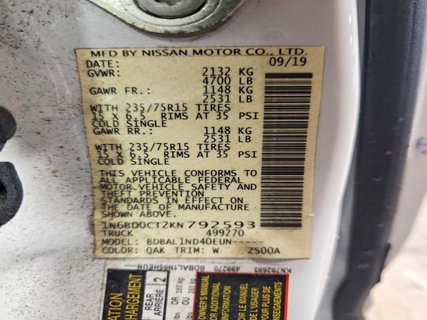 2019 NISSAN FRONTIER