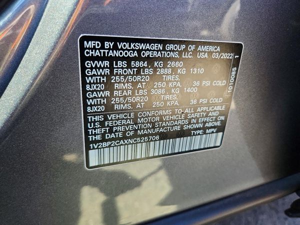 2022 VOLKSWAGEN ATLAS