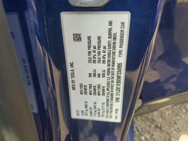 2022 TESLA MODEL 3