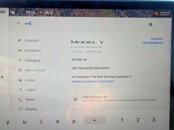 2022 TESLA MODEL Y — ODOM