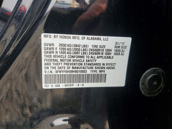 2017 HONDA PILOT EXL