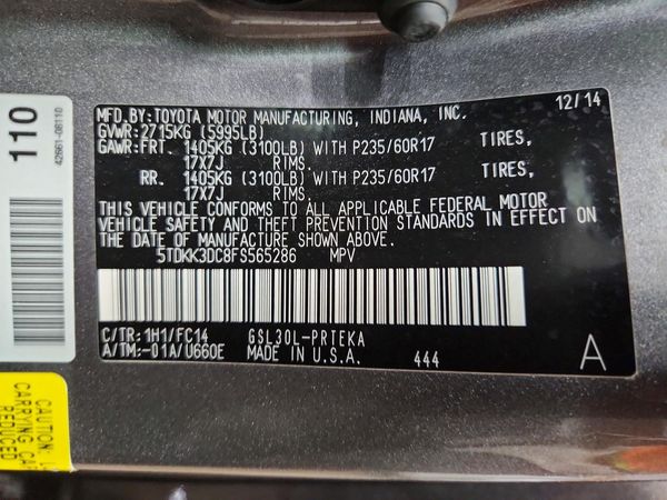 2015 TOYOTA SIENNA