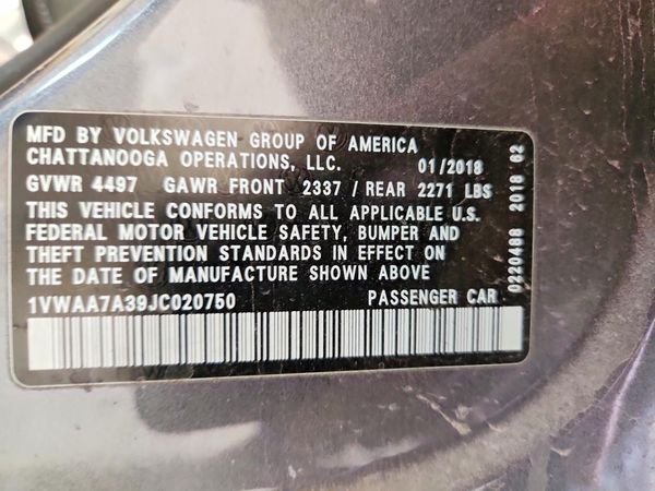 2018 VOLKSWAGEN PASSAT