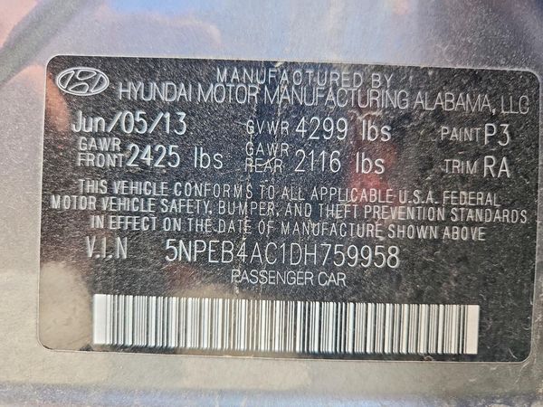 2013 HYUNDAI SONATA