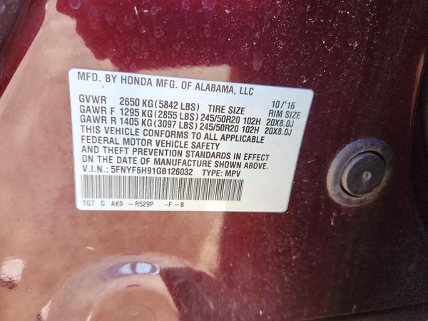 2016 HONDA PILOT TOURING