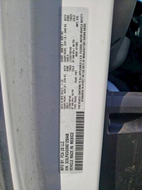 2022 RAM PROMASTER 1500