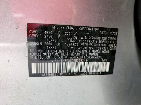 2024 SUBARU OUTBACK Onyx Edition — VINS