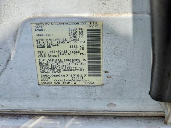 2019 NISSAN FRONTIER