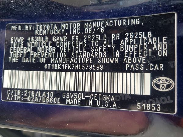 2017 TOYOTA CAMRY XLE/XSE