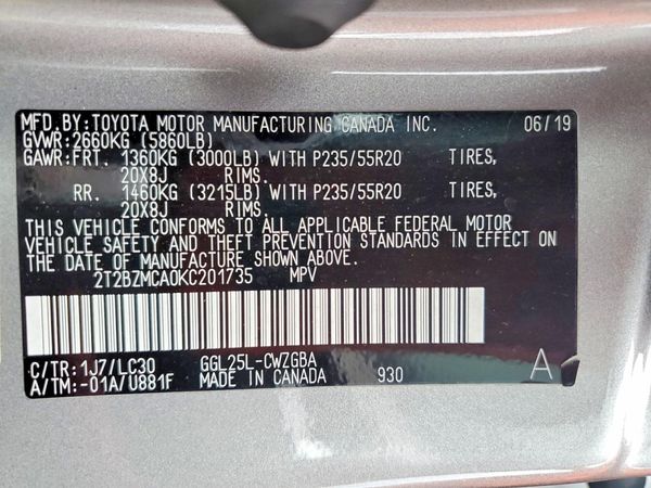 2019 LEXUS RX 350 350 Standard