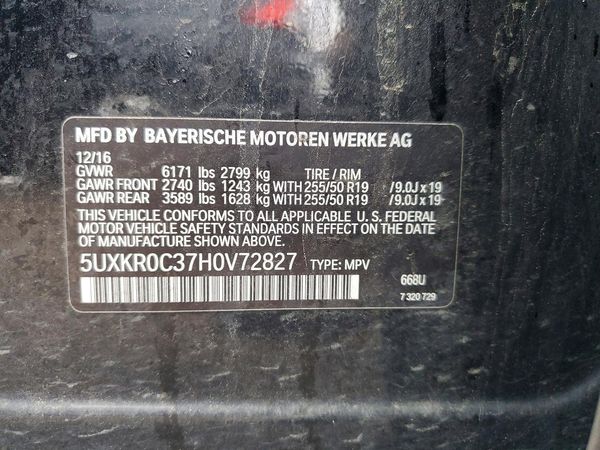 2017 BMW X5 xDrive35i — VINS