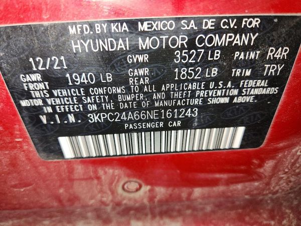 2022 HYUNDAI ACCENT SE, SEL