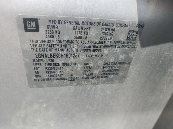 2017 CHEVROLET EQUINOX LS — VINS