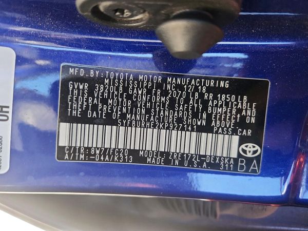 2019 TOYOTA COROLLA L/LE/SE/XLE/XSE