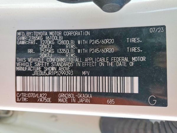2023 TOYOTA 4RUNNER Limited — VINS